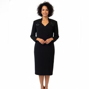 Vintage DAYMOR Couture Black Party/Evening Dress, Sequin Embellishment, Size 16